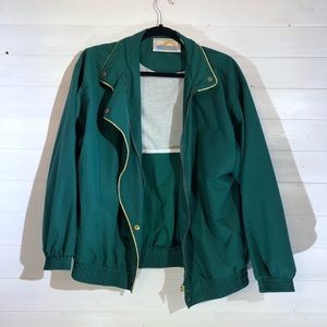 Vintage green with gold trim windbreaker jacket
